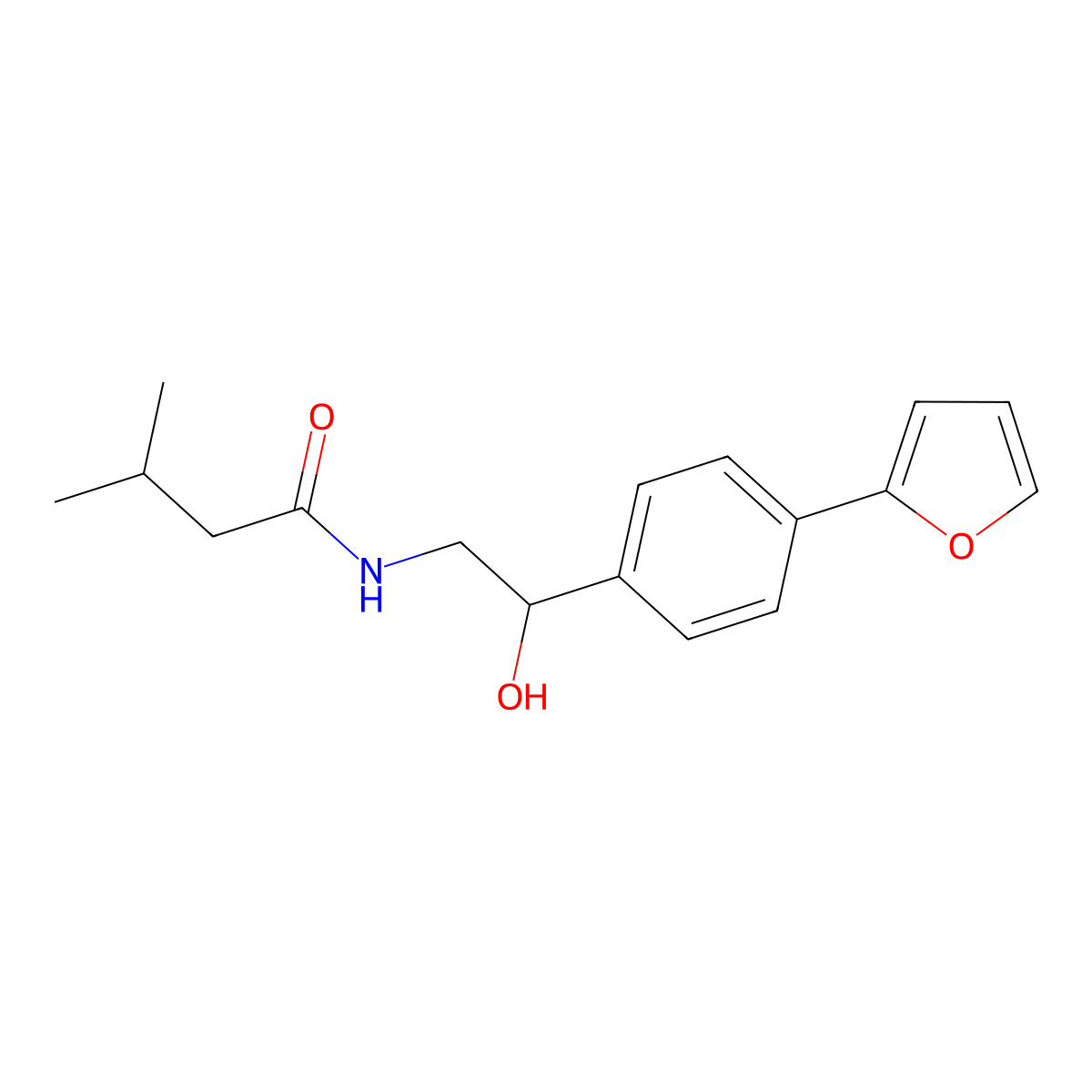 N-{2-[4-(furan-2-yl)phenyl]-2-hydroxyethyl}-3-methylbutanamide molecular structure, CAS 2097900-25-7