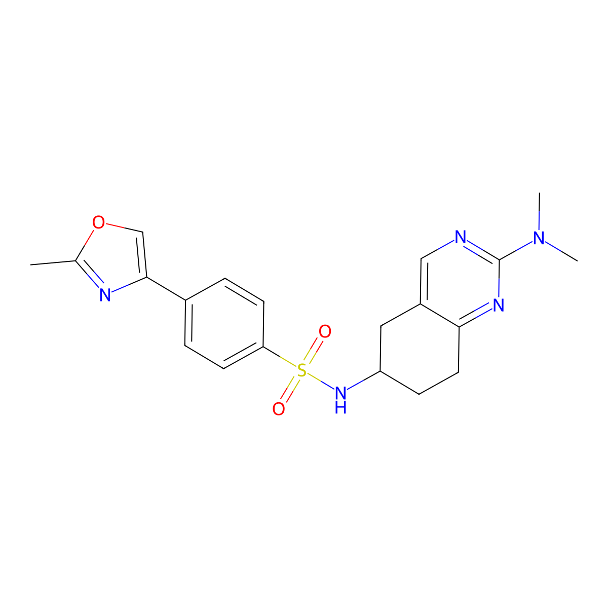 N-[2-(dimethylamino)-5,6,7,8-tetrahydroquinazolin-6-yl]-4-(2-methyl-1,3-oxazol-4-yl)benzene-1-sulfonamide molecular structure, CAS 2097900-26-8