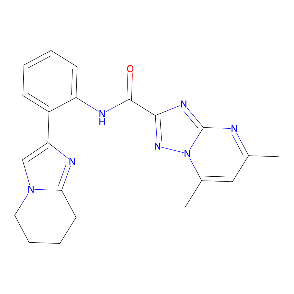 5,7-dimethyl-N-(2-(5,6,7,8-tetrahydroimidazo[1,2-a]pyridin-2-yl)phenyl)-[1,2,4]triazolo[1,5-a]pyrimidine-2-carboxamide molecular structure, CAS 2097900-28-0