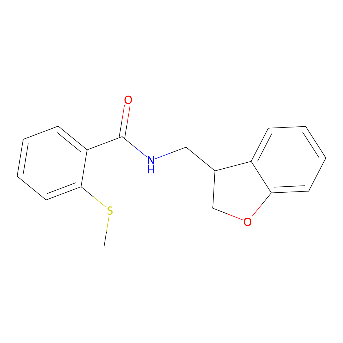N-[(2,3-dihydro-1-benzofuran-3-yl)methyl]-2-(methylsulfanyl)benzamide molecular structure, CAS 2097900-29-1