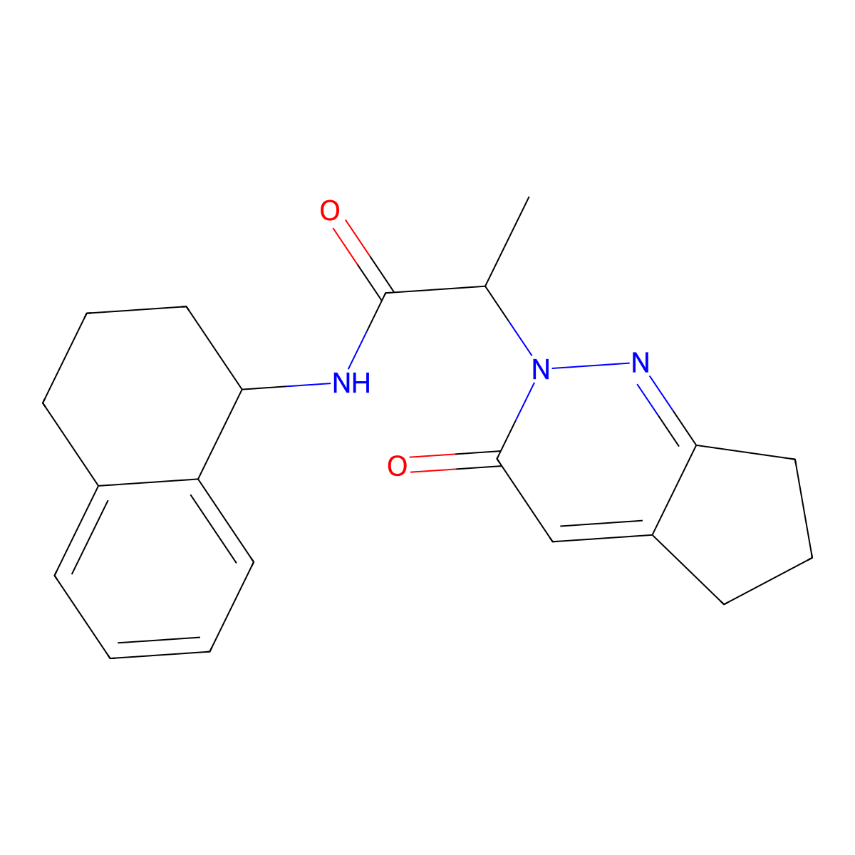 2-(3-oxo-3,5,6,7-tetrahydro-2H-cyclopenta[c]pyridazin-2-yl)-N-(1,2,3,4-tetrahydronaphthalen-1-yl)propanamide molecular structure, CAS 2097900-31-5
