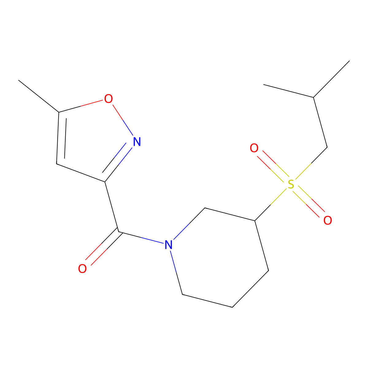 1-(5-Methyl-1,2-oxazole-3-carbonyl)-3-(2-methylpropanesulfonyl)piperidine molecular structure, CAS 2097900-32-6