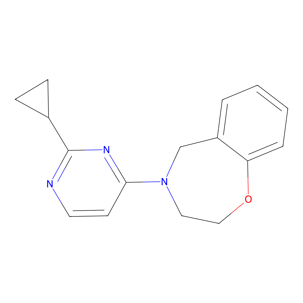4-(2-Cyclopropylpyrimidin-4-yl)-2,3,4,5-tetrahydrobenzo[f][1,4]oxazepine molecular structure, CAS 2097900-39-3