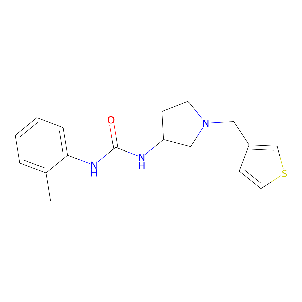 1-(2-Methylphenyl)-3-{1-[(thiophen-3-yl)methyl]pyrrolidin-3-yl}urea molecular structure, CAS 2097900-46-2
