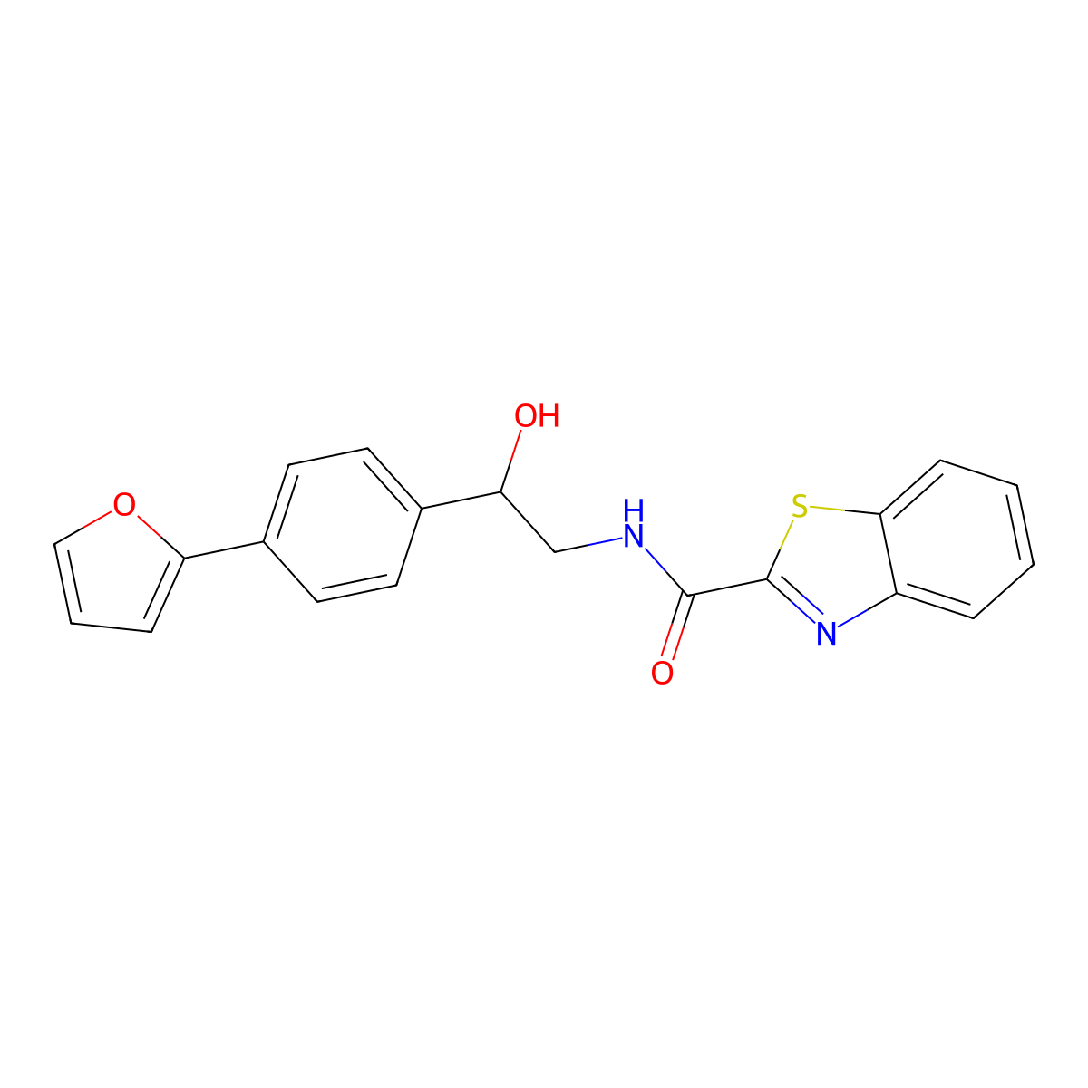 N-{2-[4-(furan-2-yl)phenyl]-2-hydroxyethyl}-1,3-benzothiazole-2-carboxamide molecular structure, CAS 2097900-48-4