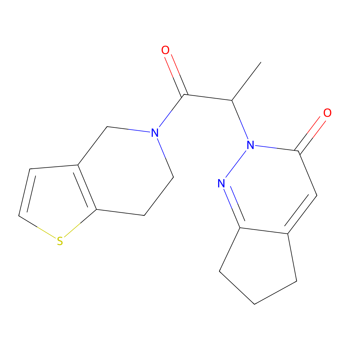 2-(1-(6,7-dihydrothieno[3,2-c]pyridin-5(4H)-yl)-1-oxopropan-2-yl)-6,7-dihydro-2H-cyclopenta[c]pyridazin-3(5H)-one molecular structure, CAS 2097900-49-5