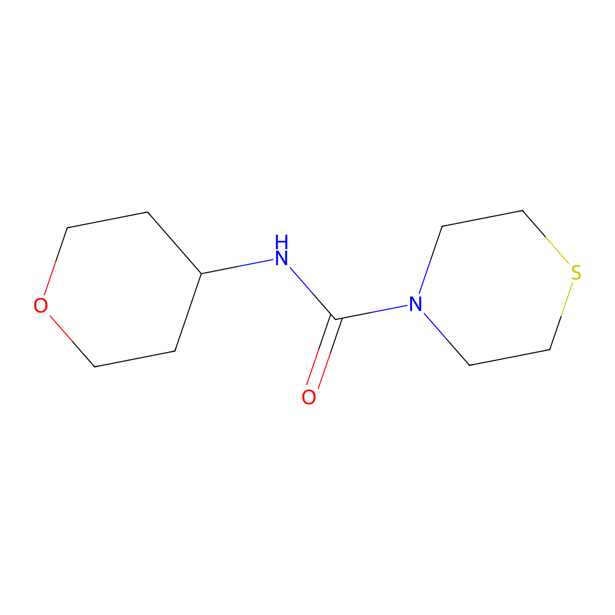 N-(oxan-4-yl)thiomorpholine-4-carboxamide molecular structure, CAS 2097900-52-0