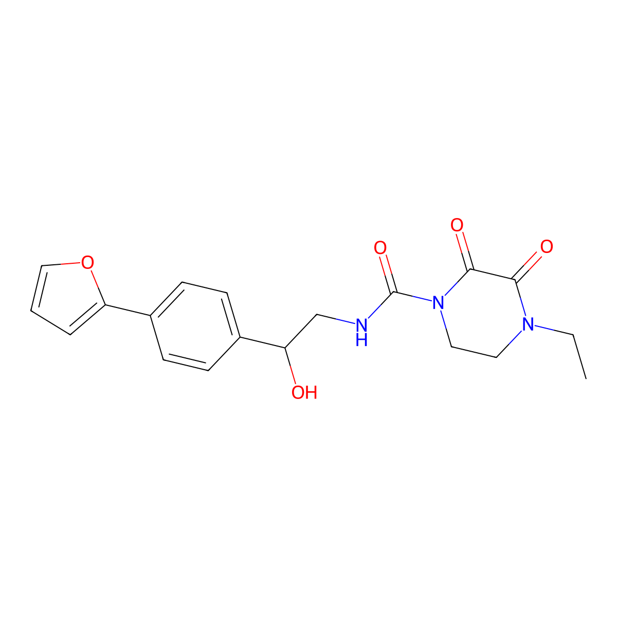 4-ethyl-N-{2-[4-(furan-2-yl)phenyl]-2-hydroxyethyl}-2,3-dioxopiperazine-1-carboxamide molecular structure, CAS 2097900-53-1