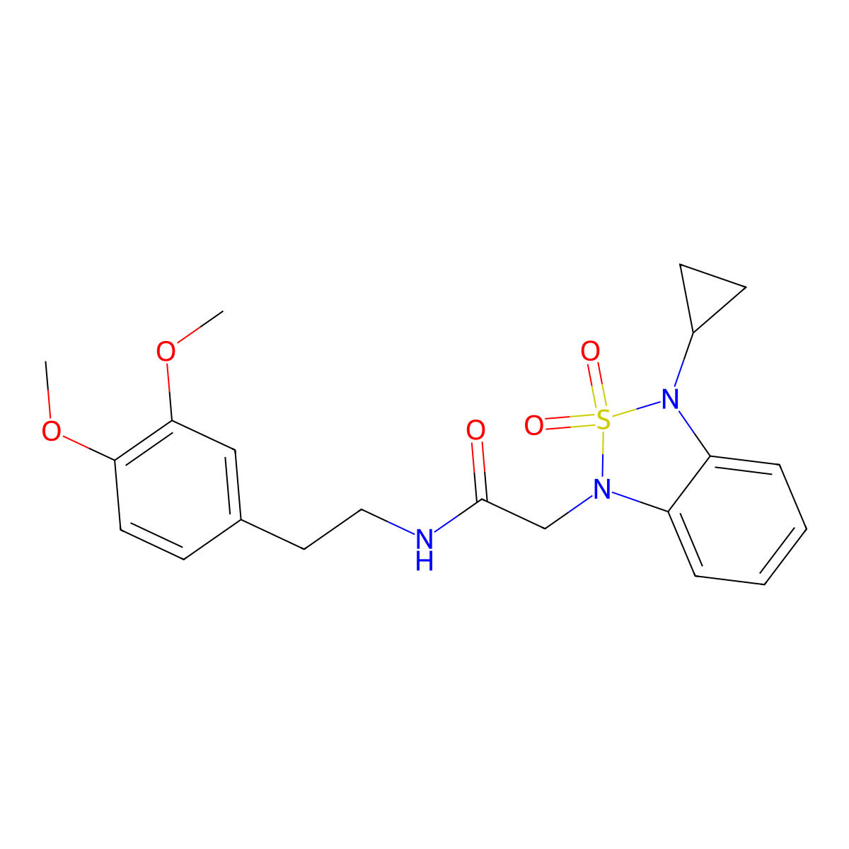 2-(3-cyclopropyl-2,2-dioxo-1,3-dihydro-2lambda6,1,3-benzothiadiazol-1-yl)-N-[2-(3,4-dimethoxyphenyl)ethyl]acetamide molecular structure, CAS 2097900-62-2