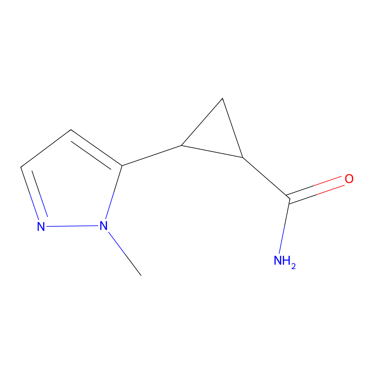 2-(1-methyl-1H-pyrazol-5-yl)cyclopropane-1-carboxamide molecular structure, CAS 2097900-66-6