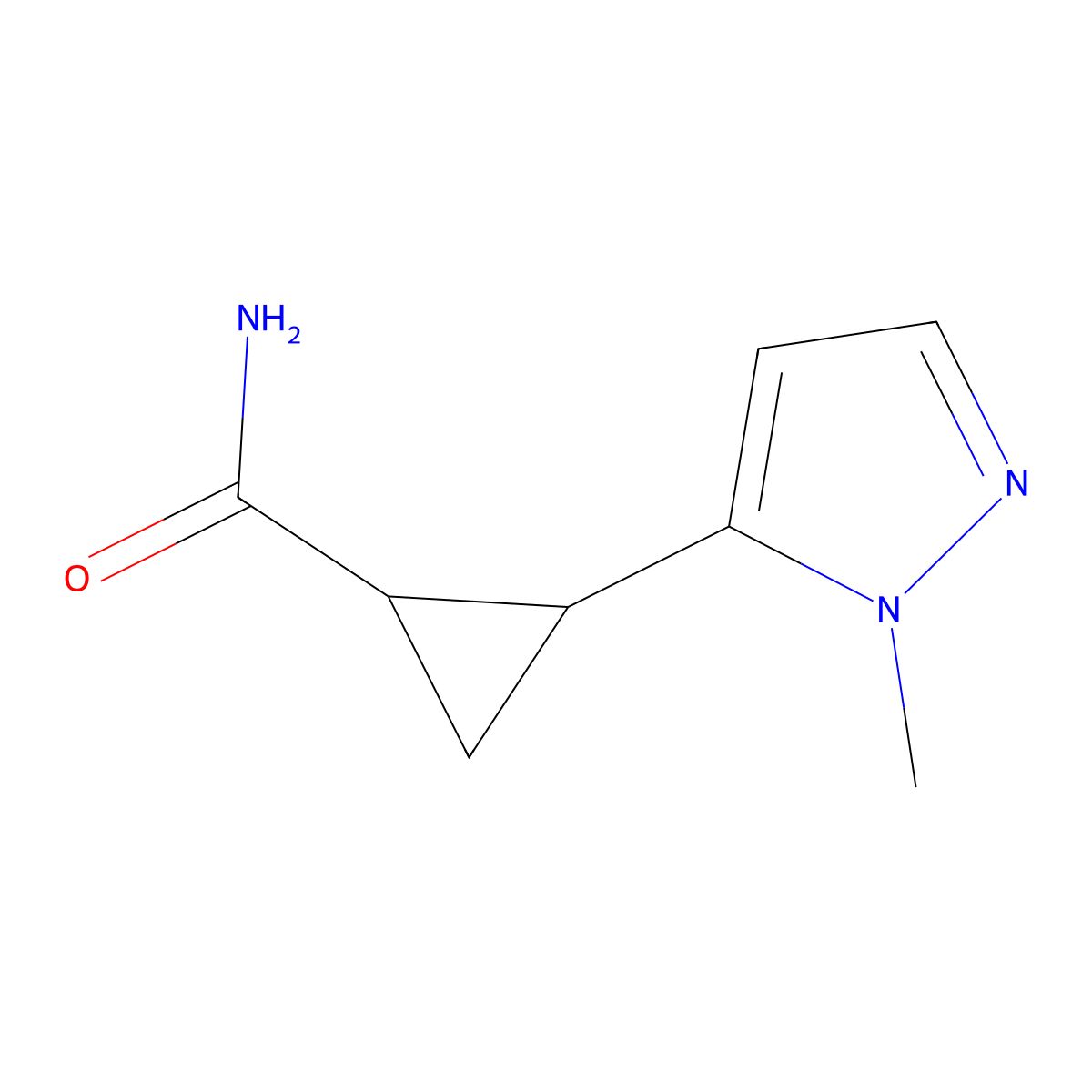 2-(1-methyl-1H-pyrazol-5-yl)cyclopropane-1-carboxamide molecular structure, CAS 2097900-66-6