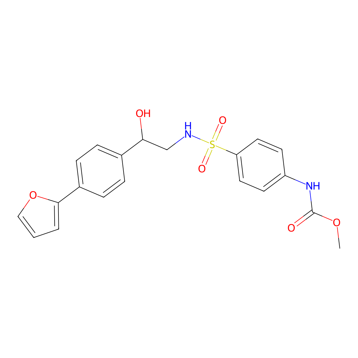 methyl N-[4-({2-[4-(furan-2-yl)phenyl]-2-hydroxyethyl}sulfamoyl)phenyl]carbamate molecular structure, CAS 2097900-73-5