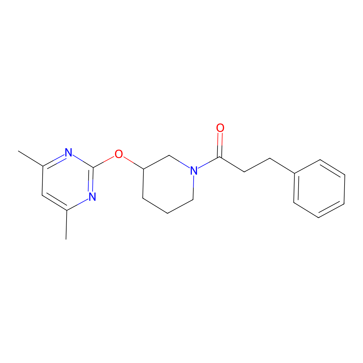 1-(3-((4,6-Dimethylpyrimidin-2-yl)oxy)piperidin-1-yl)-3-phenylpropan-1-one molecular structure, CAS 2097900-78-0