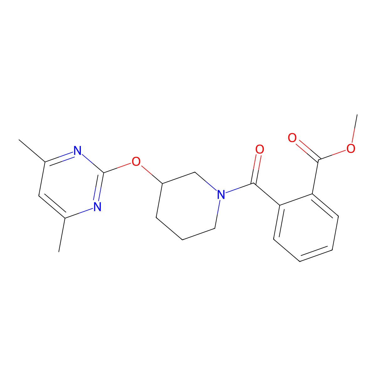 Methyl 2-{3-[(4,6-dimethylpyrimidin-2-yl)oxy]piperidine-1-carbonyl}benzoate molecular structure, CAS 2097900-81-5