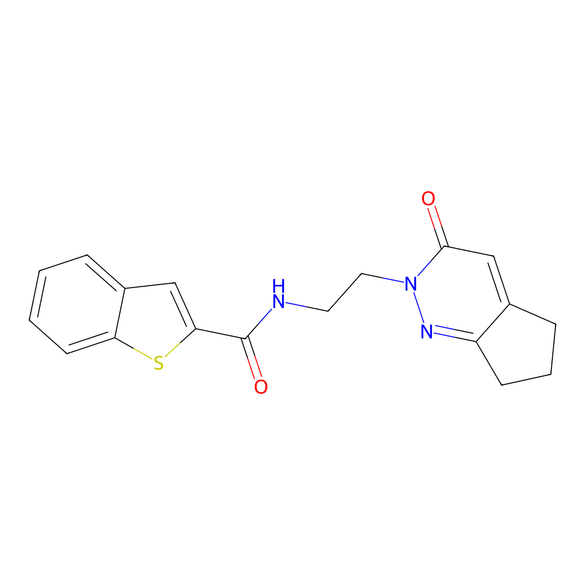 N-(2-(3-oxo-3,5,6,7-tetrahydro-2H-cyclopenta[c]pyridazin-2-yl)ethyl)benzo[b]thiophene-2-carboxamide molecular structure, CAS 2097900-92-8