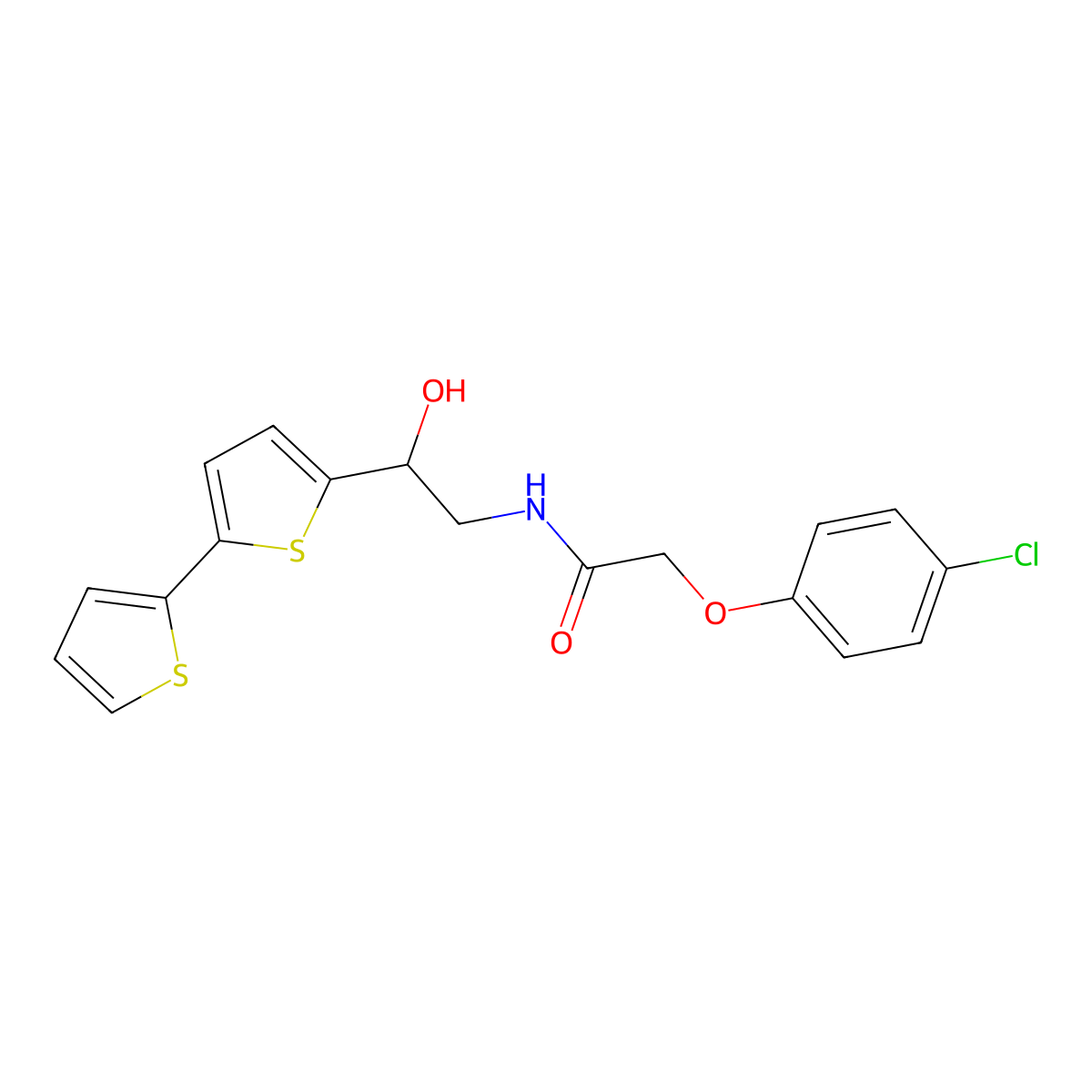 N-(2-{[2,2'-bithiophene]-5-yl}-2-hydroxyethyl)-2-(4-chlorophenoxy)acetamide molecular structure, CAS 2097900-93-9