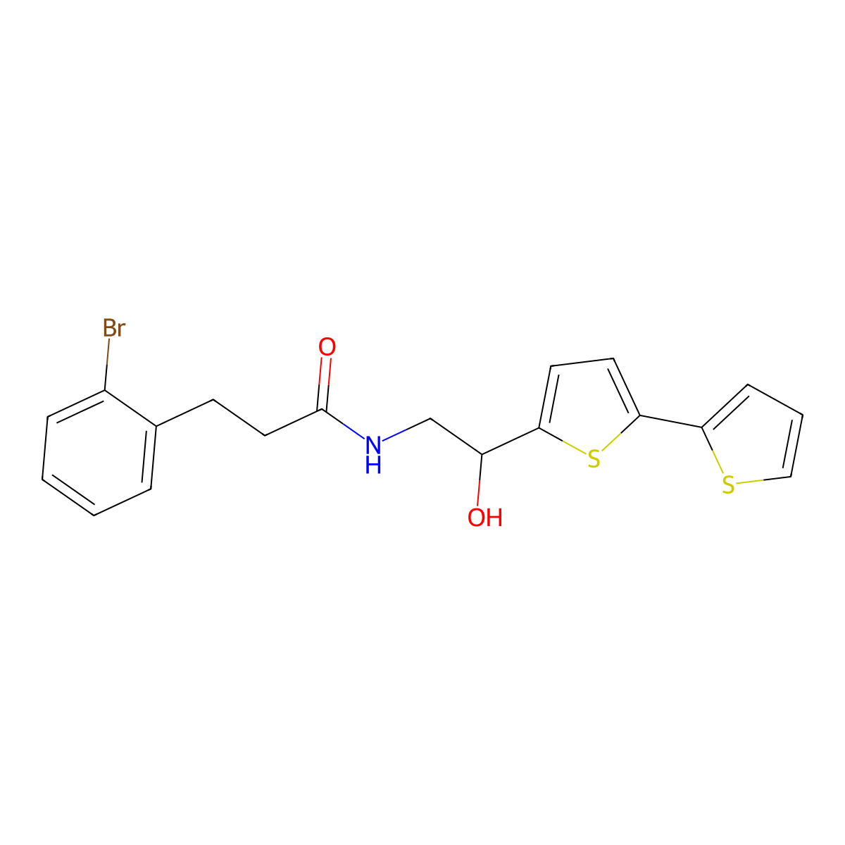 N-(2-{[2,2'-bithiophene]-5-yl}-2-hydroxyethyl)-3-(2-bromophenyl)propanamide molecular structure, CAS 2097901-02-3