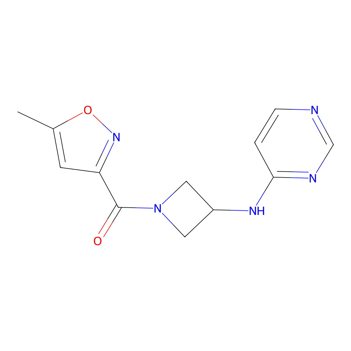 N-[1-(5-methyl-1,2-oxazole-3-carbonyl)azetidin-3-yl]pyrimidin-4-amine molecular structure, CAS 2097901-05-6