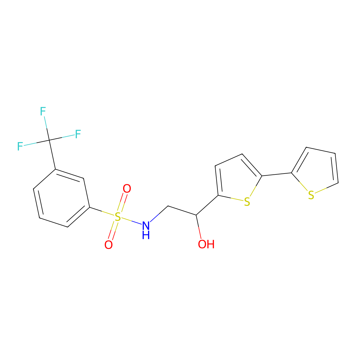2-{[2,2'-bithiophene]-5-yl}-2-hydroxy-S-[3-(trifluoromethyl)phenyl]ethane-1-sulfonamido molecular structure, CAS 2097901-06-7
