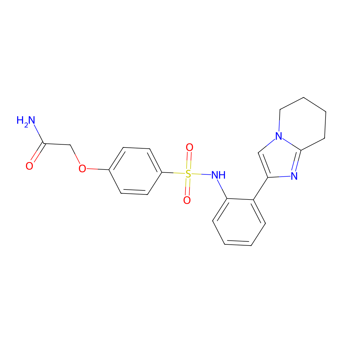 2-(4-(N-(2-(5,6,7,8-tetrahydroimidazo[1,2-a]pyridin-2-yl)phenyl)sulfamoyl)phenoxy)acetamide molecular structure, CAS 2097901-09-0