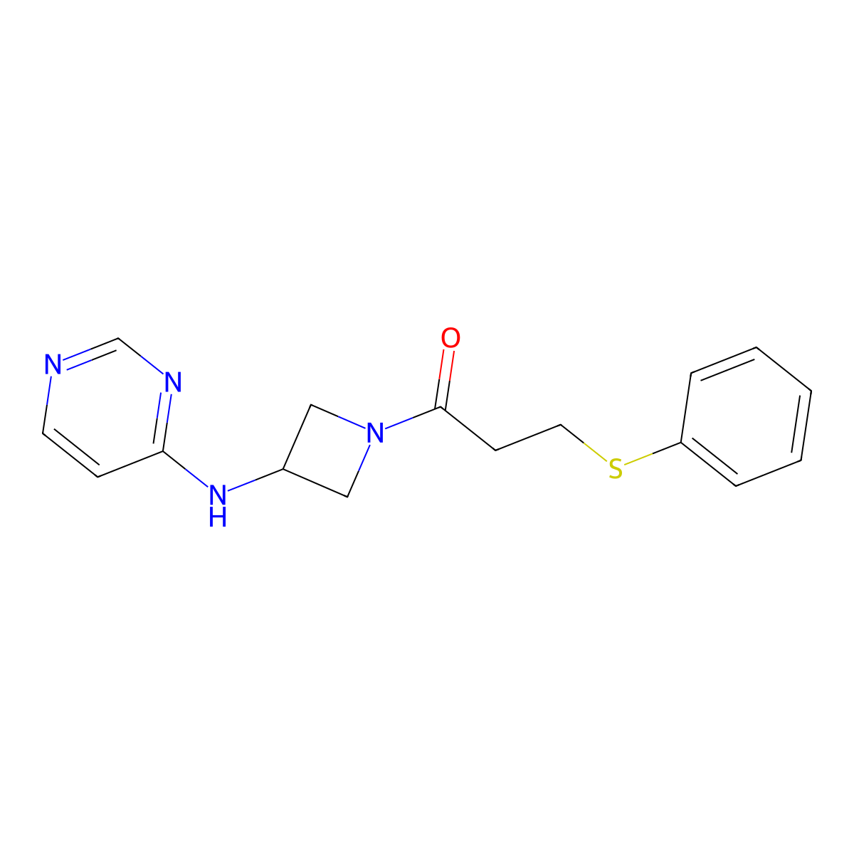 3-(Phenylsulfanyl)-1-{3-[(pyrimidin-4-yl)amino]azetidin-1-yl}propan-1-one molecular structure, CAS 2097901-11-4