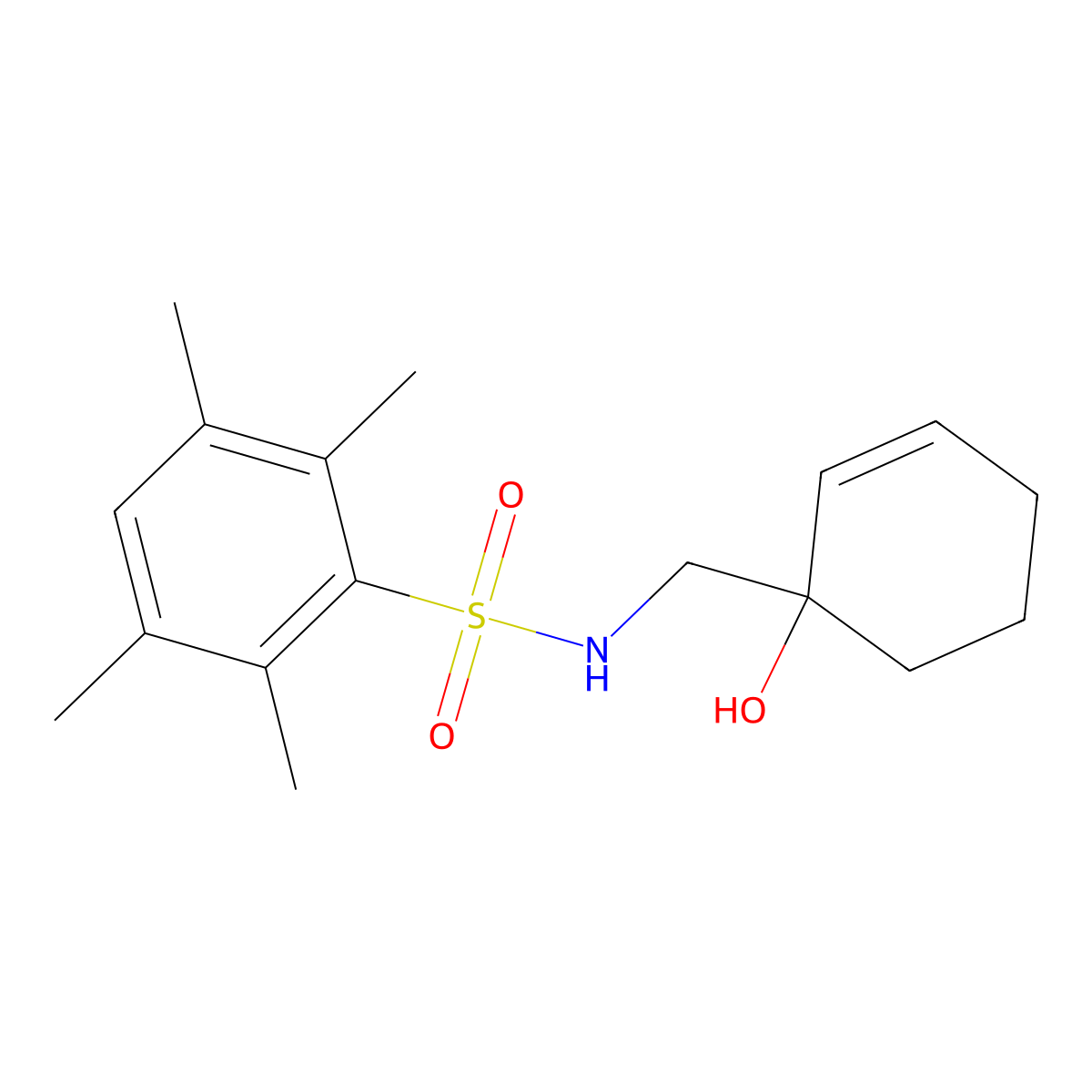 N-[(1-hydroxycyclohex-2-en-1-yl)methyl]-2,3,5,6-tetramethylbenzene-1-sulfonamide molecular structure, CAS 2097901-13-6