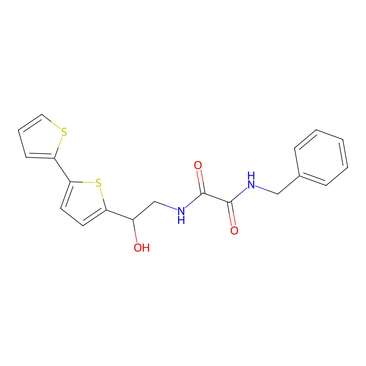 N'-benzyl-N-(2-{[2,2'-bithiophene]-5-yl}-2-hydroxyethyl)ethanediamide molecular structure, CAS 2097901-14-7