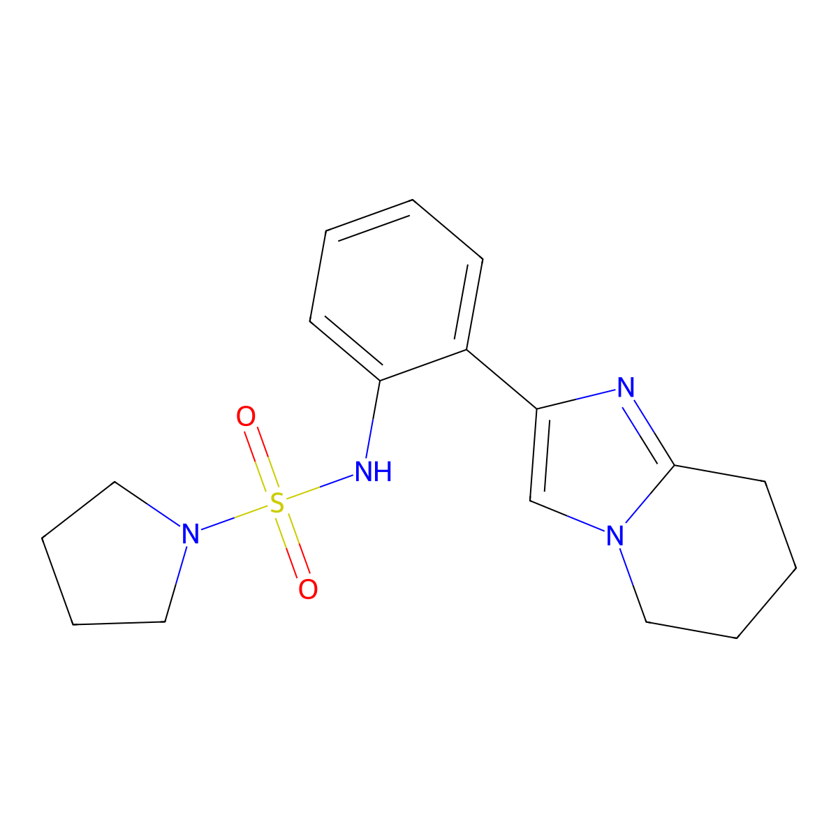N-(2-(5,6,7,8-tetrahydroimidazo[1,2-a]pyridin-2-yl)phenyl)pyrrolidine-1-sulfonamide molecular structure, CAS 2097901-16-9