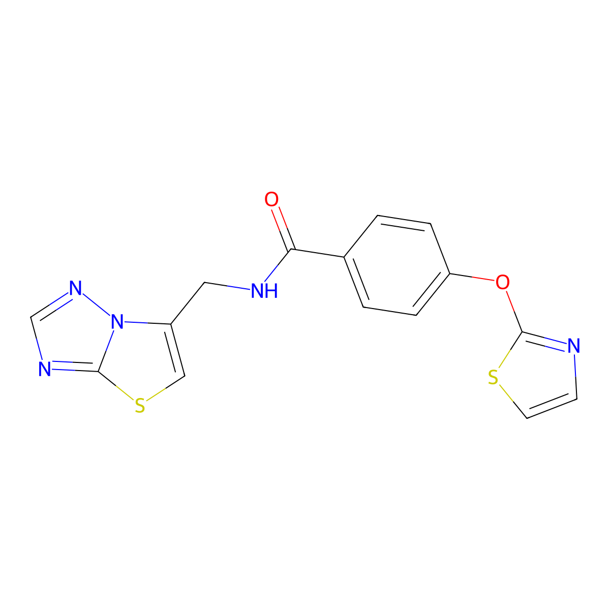 4-(1,3-thiazol-2-yloxy)-N-({[1,2,4]triazolo[3,2-b][1,3]thiazol-6-yl}methyl)benzamide molecular structure, CAS 2097901-18-1