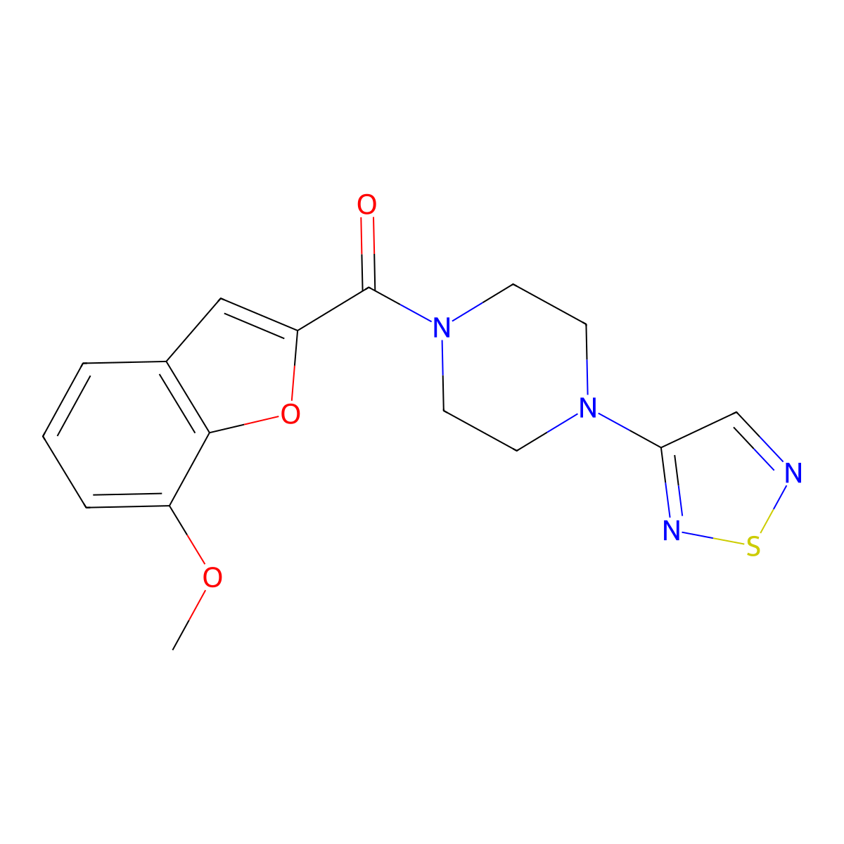 1-(7-Methoxy-1-benzofuran-2-carbonyl)-4-(1,2,5-thiadiazol-3-yl)piperazine molecular structure, CAS 2097901-19-2