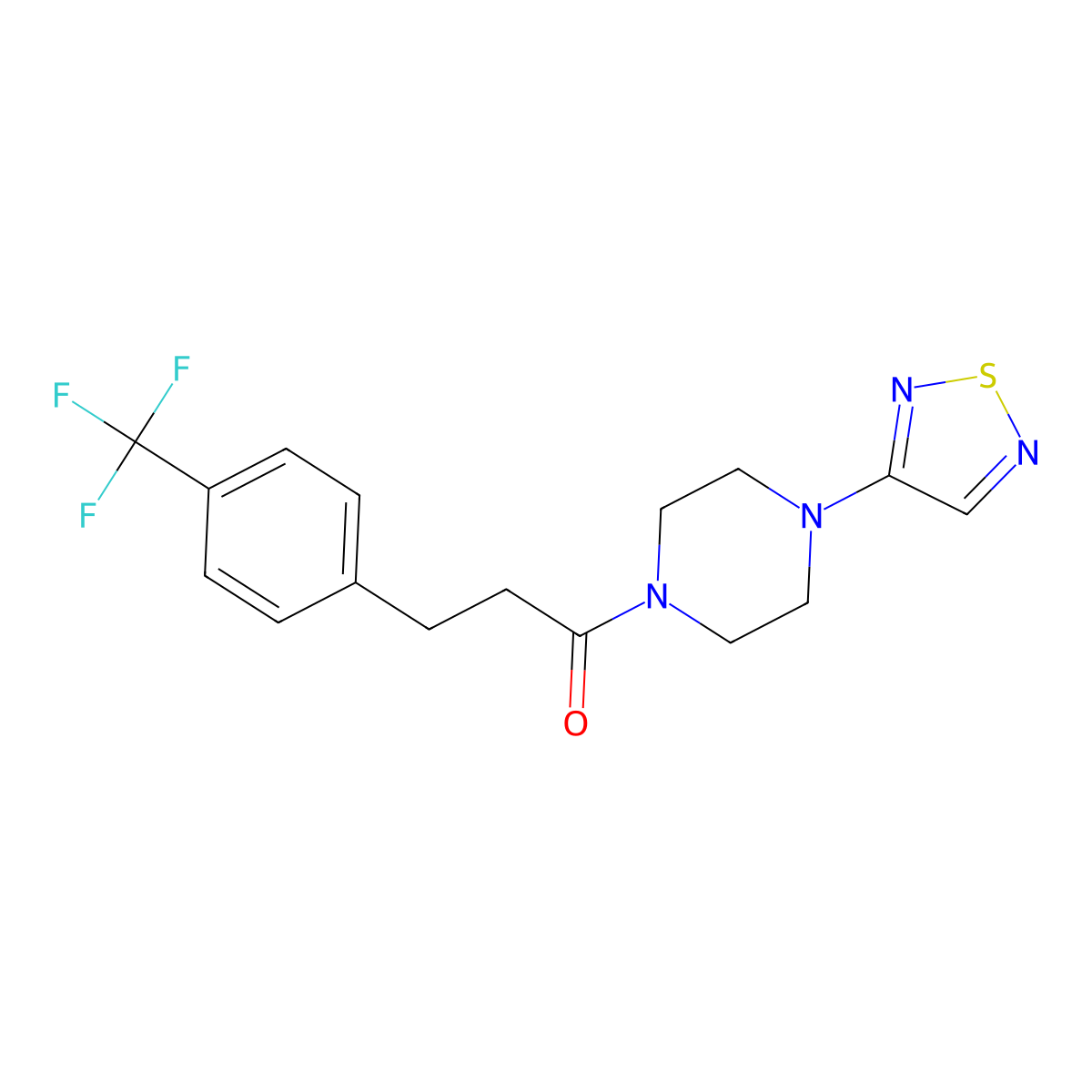 1-[4-(1,2,5-Thiadiazol-3-yl)piperazin-1-yl]-3-[4-(trifluoromethyl)phenyl]propan-1-one molecular structure, CAS 2097901-22-7