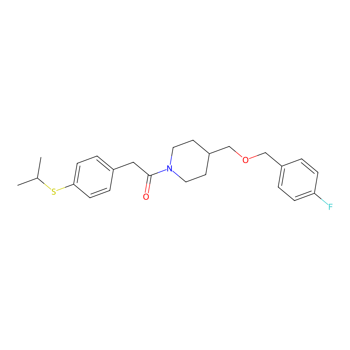 1-(4-(((4-Fluorobenzyl)oxy)methyl)piperidin-1-yl)-2-(4-(isopropylthio)phenyl)ethanone molecular structure, CAS 2097901-23-8
