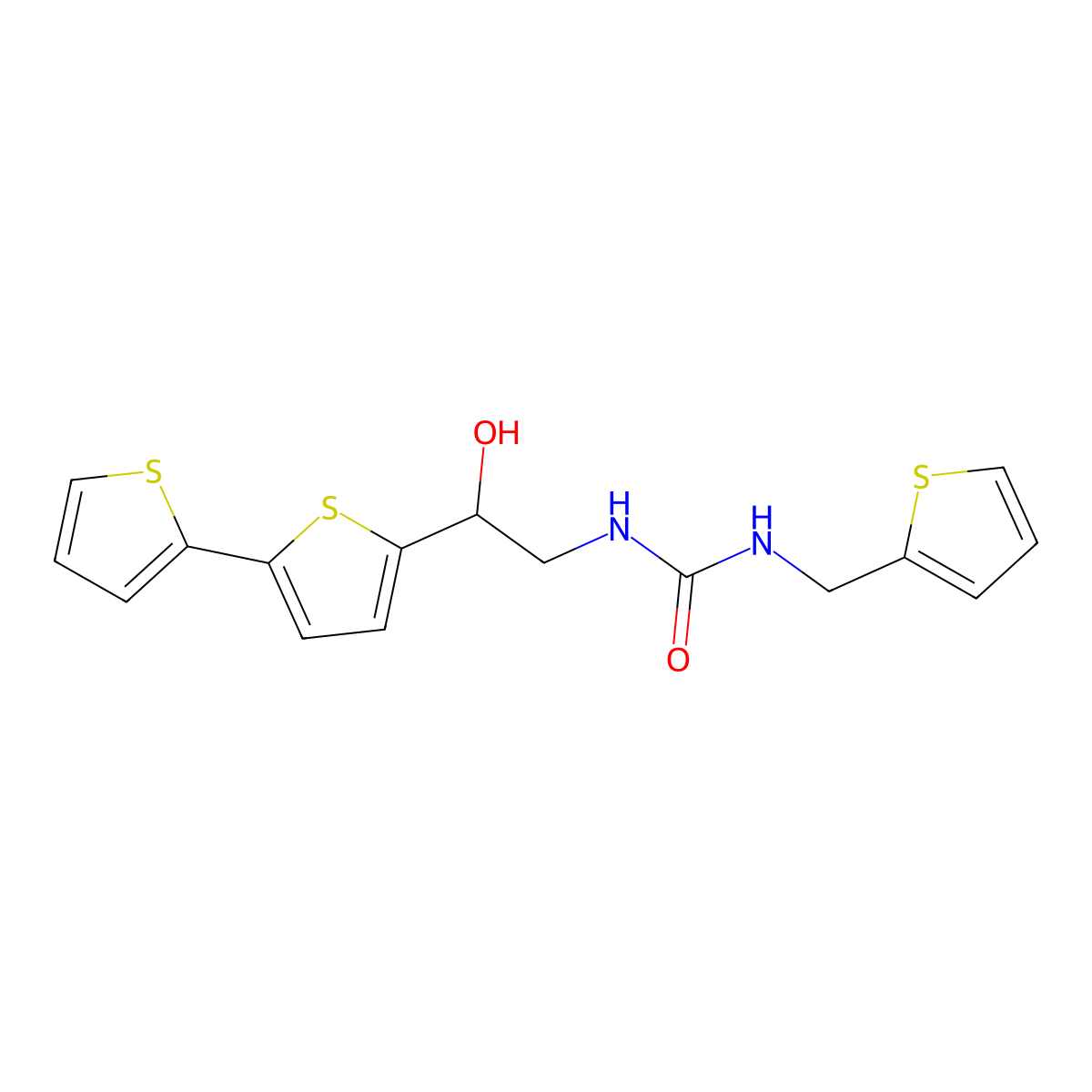 3-(2-{[2,2'-Bithiophene]-5-yl}-2-hydroxyethyl)-1-[(thiophen-2-yl)methyl]urea molecular structure, CAS 2097901-24-9