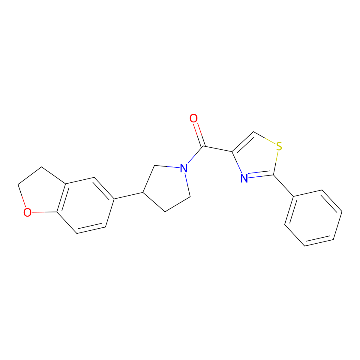 4-[3-(2,3-Dihydro-1-benzofuran-5-yl)pyrrolidine-1-carbonyl]-2-phenyl-1,3-thiazole molecular structure, CAS 2097901-25-0