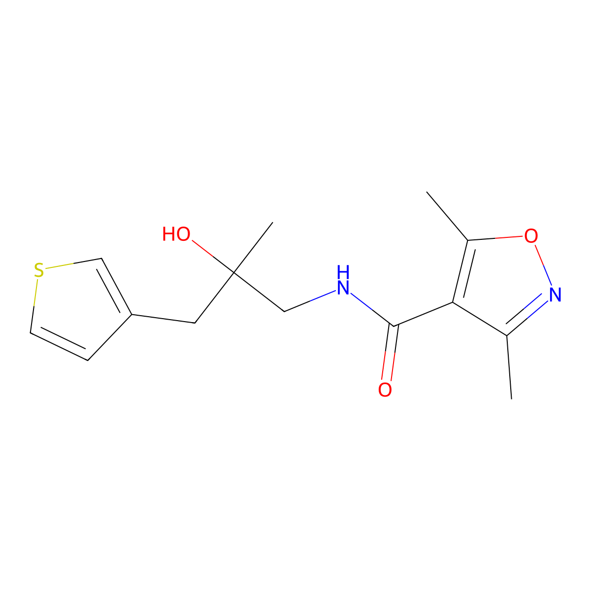 N-[2-hydroxy-2-methyl-3-(thiophen-3-yl)propyl]-3,5-dimethyl-1,2-oxazole-4-carboxamide molecular structure, CAS 2097901-26-1