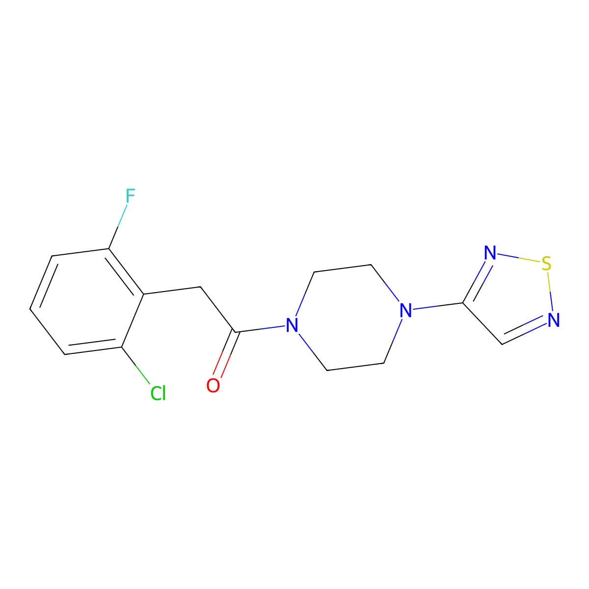 2-(2-Chloro-6-fluorophenyl)-1-[4-(1,2,5-thiadiazol-3-yl)piperazin-1-yl]ethan-1-one molecular structure, CAS 2097901-28-3