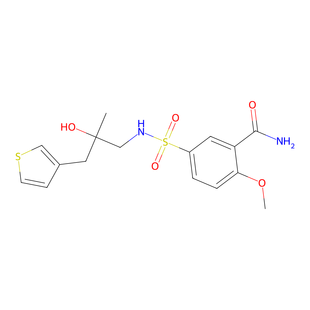 5-({2-Hydroxy-2-[(thiophen-3-yl)methyl]propyl}sulfamoyl)-2-methoxybenzamide molecular structure, CAS 2097901-30-7