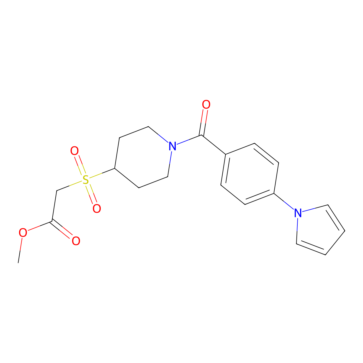 methyl 2-({1-[4-(1H-pyrrol-1-yl)benzoyl]piperidin-4-yl}sulfonyl)acetate molecular structure, CAS 2097901-32-9