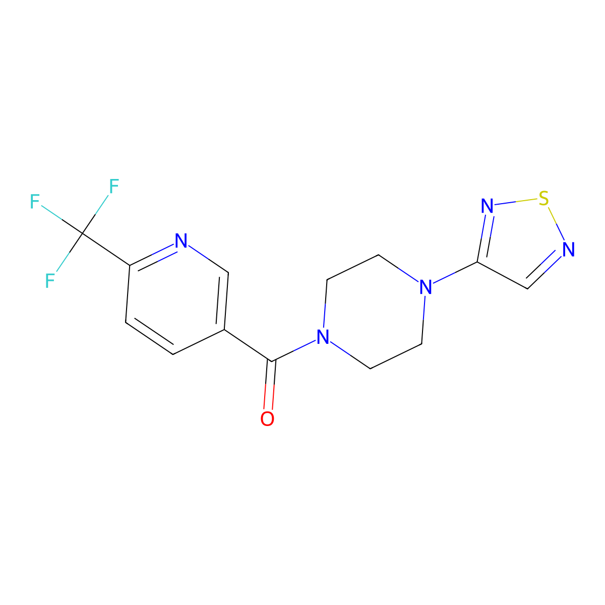 1-(1,2,5-Thiadiazol-3-yl)-4-[6-(trifluoromethyl)pyridine-3-carbonyl]piperazine molecular structure, CAS 2097901-34-1