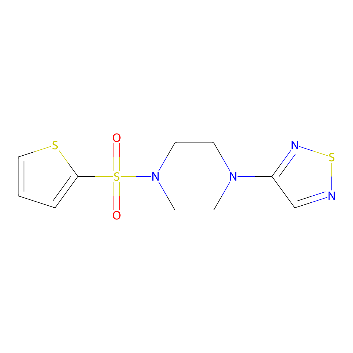 1-(1,2,5-Thiadiazol-3-yl)-4-(thiophene-2-sulfonyl)piperazine molecular structure, CAS 2097901-38-5