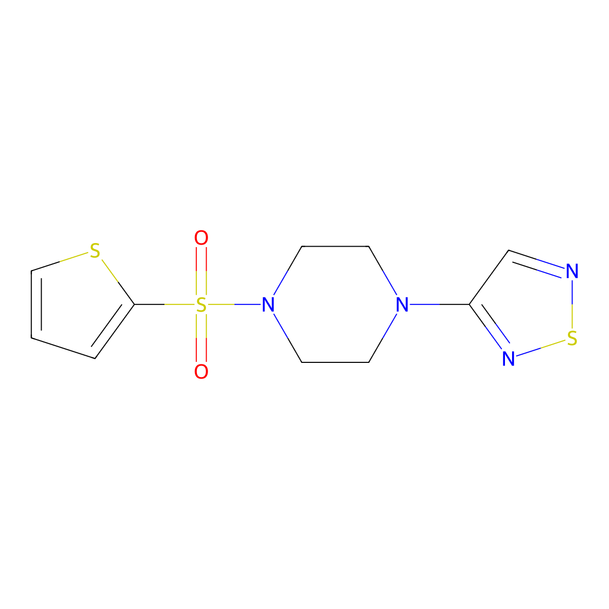 1-(1,2,5-Thiadiazol-3-yl)-4-(thiophene-2-sulfonyl)piperazine molecular structure, CAS 2097901-38-5