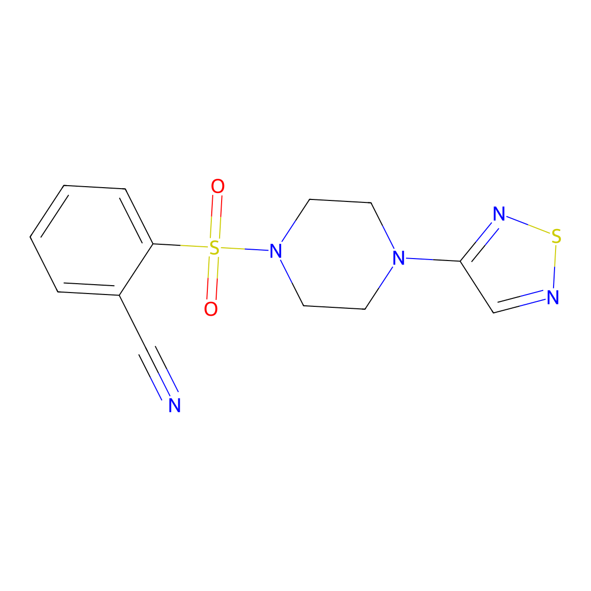 2-{[4-(1,2,5-Thiadiazol-3-yl)piperazin-1-yl]sulfonyl}benzonitrile molecular structure, CAS 2097901-41-0