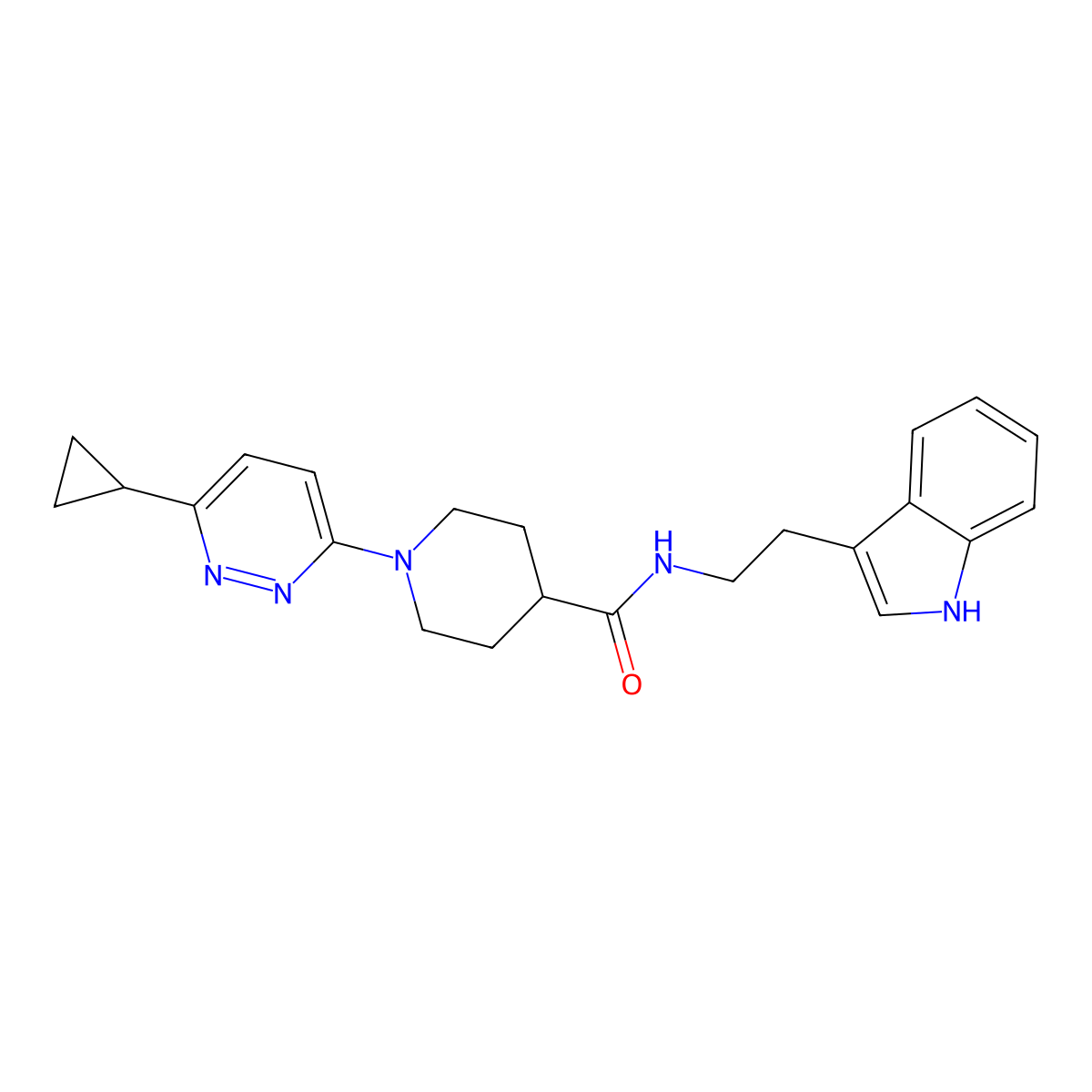1-(6-cyclopropylpyridazin-3-yl)-N-[2-(1H-indol-3-yl)ethyl]piperidine-4-carboxamide molecular structure, CAS 2097901-80-7