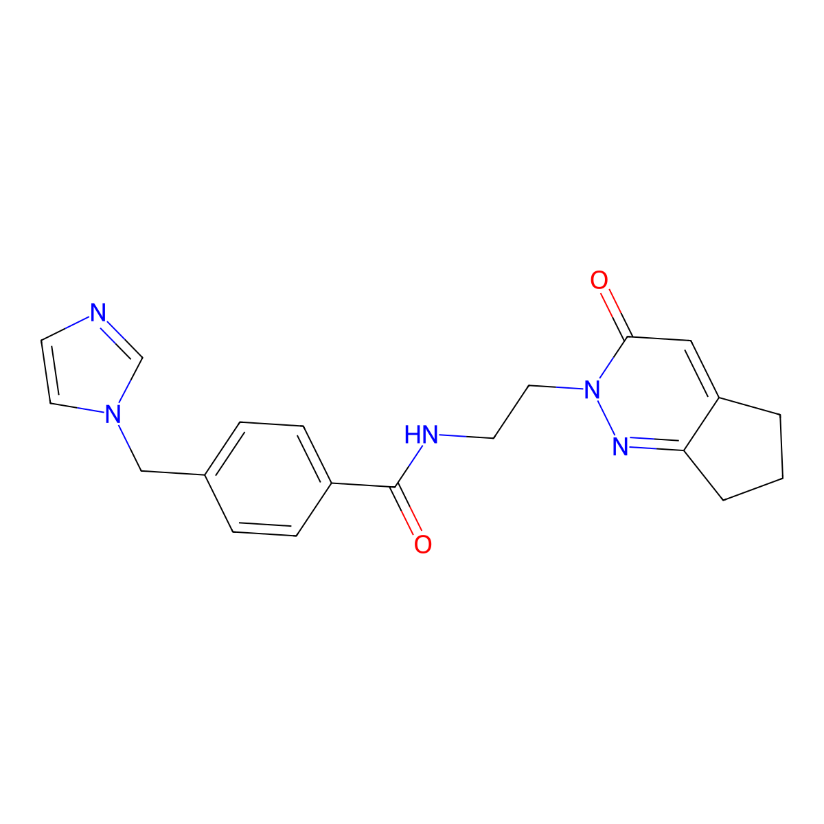 4-((1H-imidazol-1-yl)methyl)-N-(2-(3-oxo-3,5,6,7-tetrahydro-2H-cyclopenta[c]pyridazin-2-yl)ethyl)benzamide molecular structure, CAS 2097901-83-0