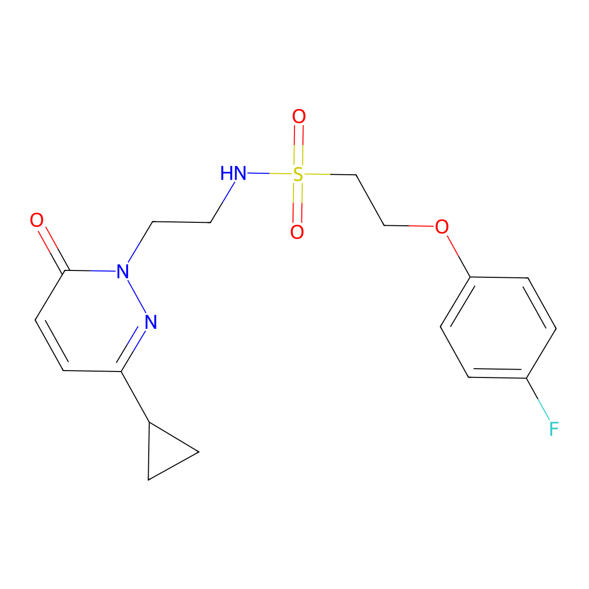 N-(2-(3-cyclopropyl-6-oxopyridazin-1(6H)-yl)ethyl)-2-(4-fluorophenoxy)ethanesulfonamide molecular structure, CAS 2097902-03-7