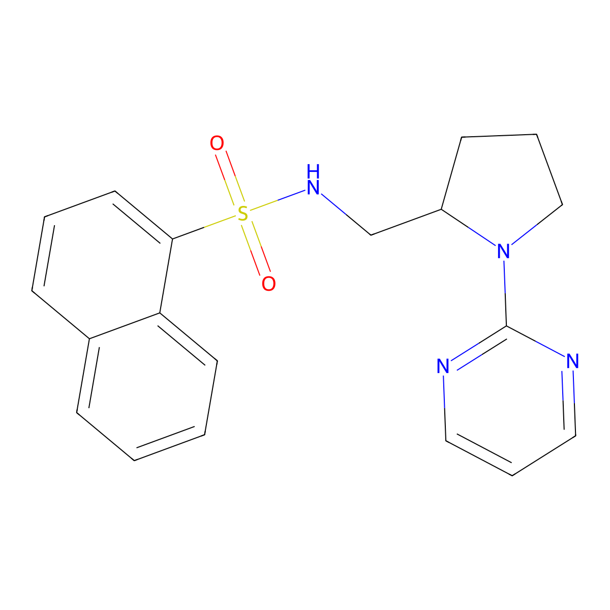 N-{[1-(pyrimidin-2-yl)pyrrolidin-2-yl]methyl}naphthalene-1-sulfonamide molecular structure, CAS 2097902-07-1