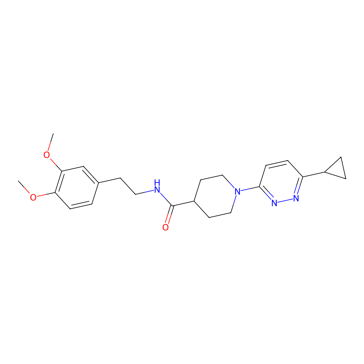 1-(6-cyclopropylpyridazin-3-yl)-N-[2-(3,4-dimethoxyphenyl)ethyl]piperidine-4-carboxamide molecular structure, CAS 2097902-08-2