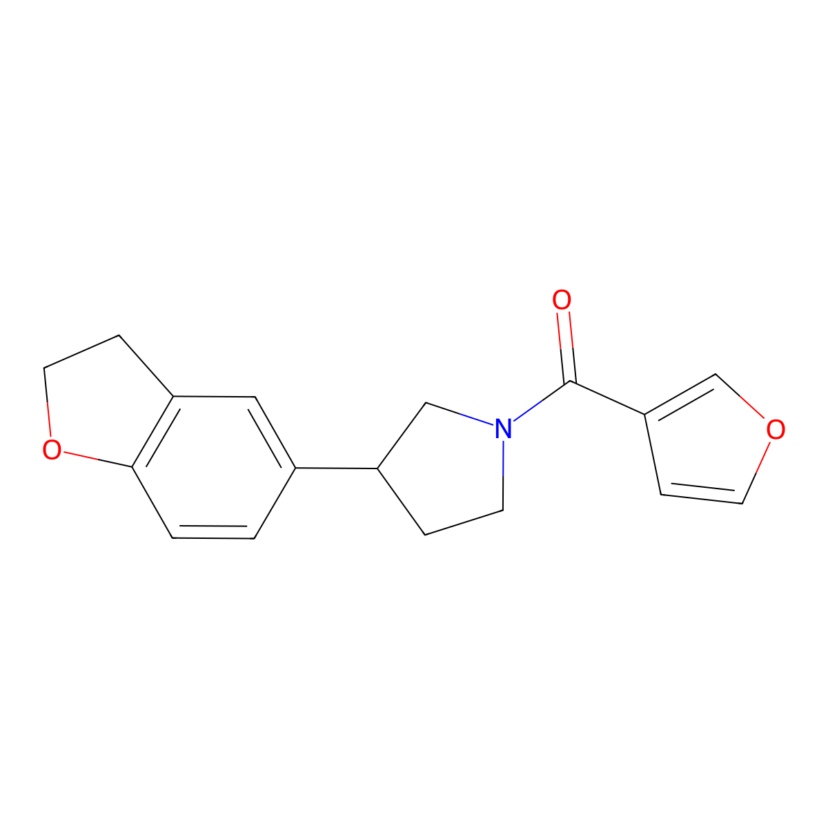 3-(2,3-Dihydro-1-benzofuran-5-yl)-1-(furan-3-carbonyl)pyrrolidine molecular structure, CAS 2097902-09-3