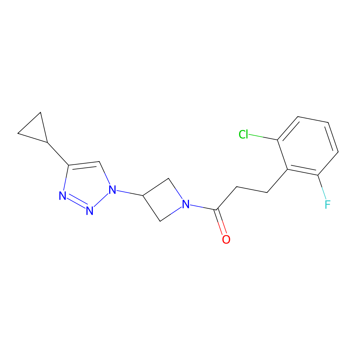 3-(2-chloro-6-fluorophenyl)-1-(3-(4-cyclopropyl-1H-1,2,3-triazol-1-yl)azetidin-1-yl)propan-1-one molecular structure, CAS 2097902-15-1