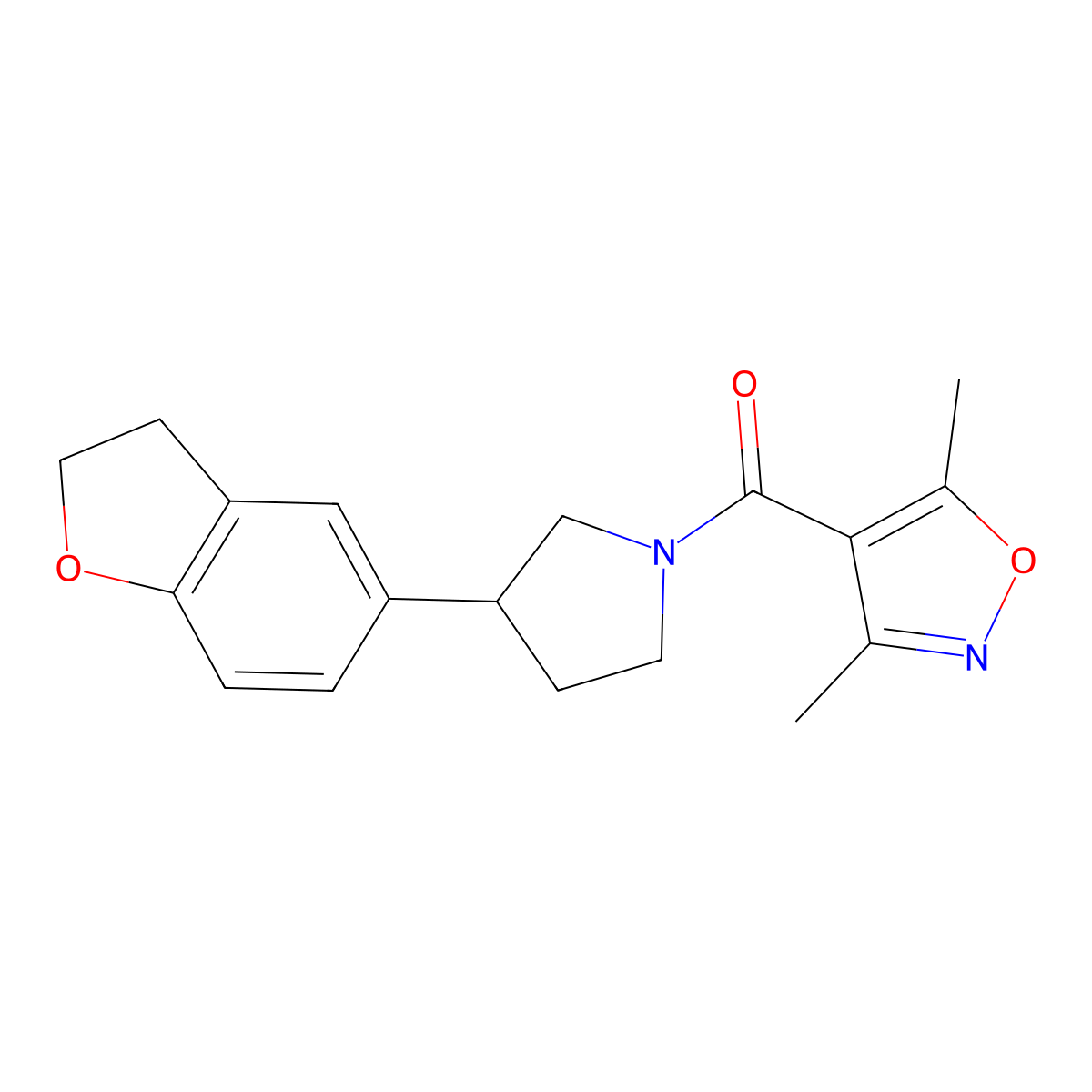 4-[3-(2,3-Dihydro-1-benzofuran-5-yl)pyrrolidine-1-carbonyl]-3,5-dimethyl-1,2-oxazole molecular structure, CAS 2097902-16-2